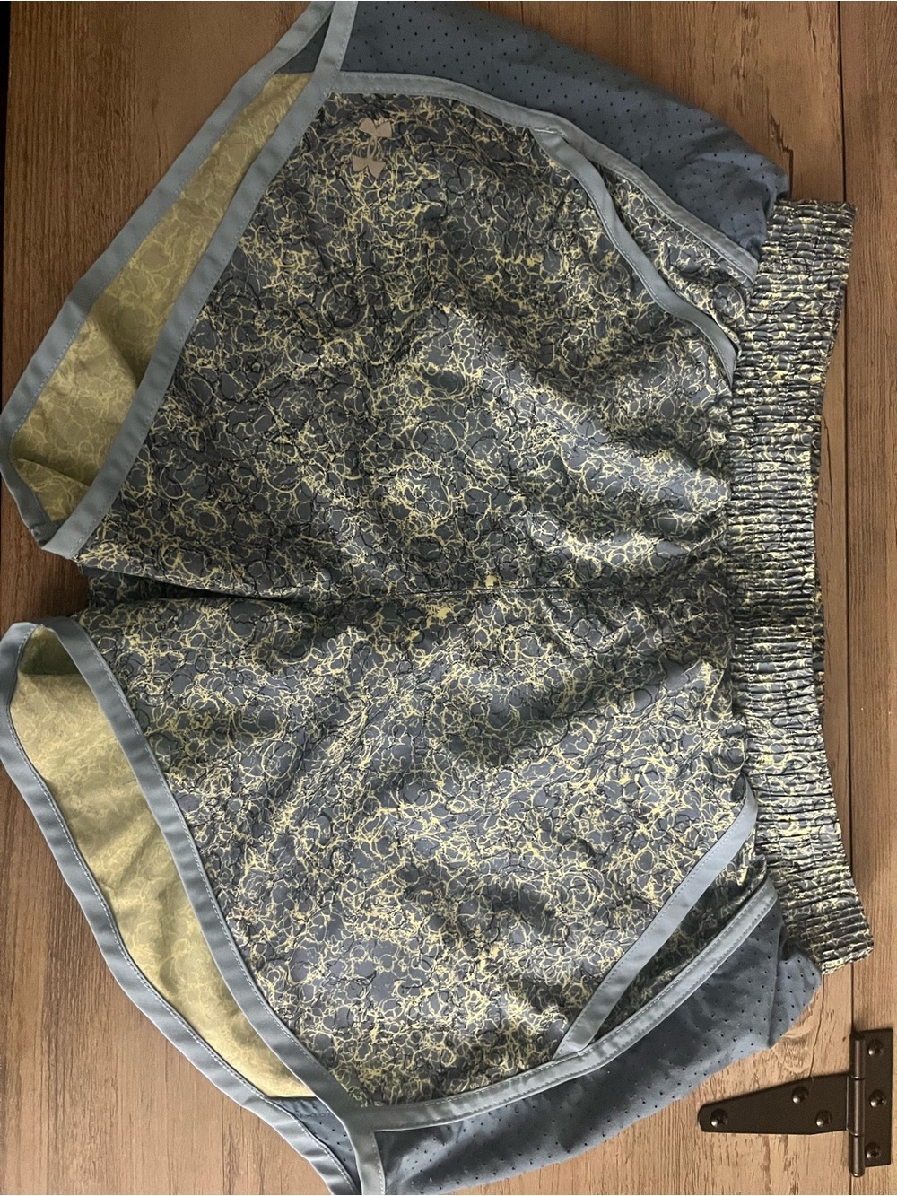 Under Armour Blue and Pale Yellow Patterned Women’s Athletic Shorts